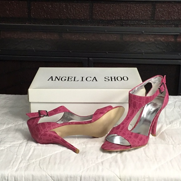 Pink Croc Leather Sandals - Picture 2 of 4